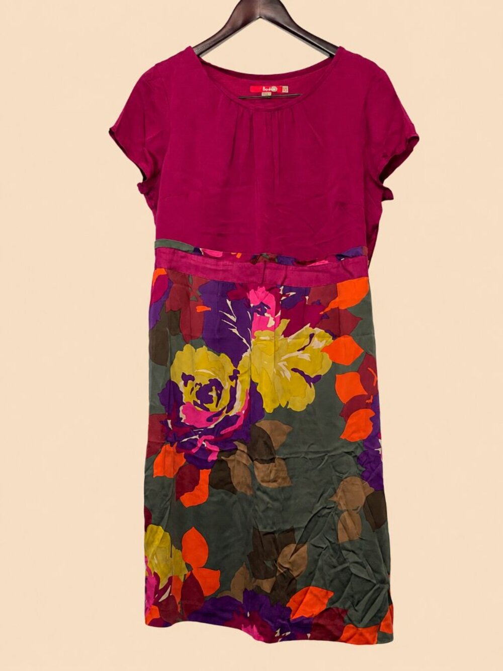 Boden, 100% Silk Mid Length Floral Dress - Like New US12L Size